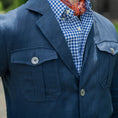 Load image into Gallery viewer, Crittenden Safari Jacket in Navy 100% Linen
