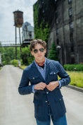 Load image into Gallery viewer, Crittenden Safari Jacket in Navy 100% Linen