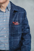 Load image into Gallery viewer, Navy Windowpane Traveller Jacket