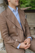 Load image into Gallery viewer, Crittenden Hartford Peak Double-Breasted Jacket in Tobacco Linen