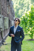 Load image into Gallery viewer, Seersucker Harrods Two Button Sportcoat in Navy/Grey Stripe