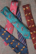 Load image into Gallery viewer, Crittenden Equestrian Silk Tie in Wine Horn & Crop Hunting Motif