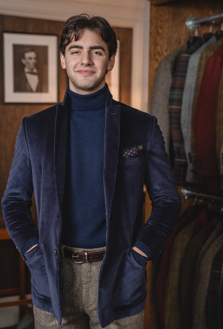 Corduroy Jacket in Navy Wide Wale Patch Pocket – Crittenden