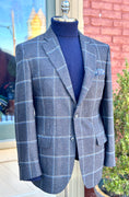 Load image into Gallery viewer, Harrods Flap Pocket Sportcoat in Charcoal Lambswool Windowpane
