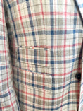 Load image into Gallery viewer, Red/Tan/Royal Plaid Harrods Flap Pocket Sportcoat in Linen/Cotton/Silk