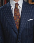 Load image into Gallery viewer, Harrods Peak-Lapel Flap Pocket Suit in Navy Chalk Stripe Flannel