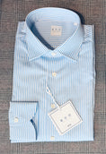 Load image into Gallery viewer, Crittenden x Edo Semi-Spread Collar Shirting, Blue Stripe