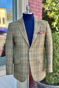 Load image into Gallery viewer, Hacking Jacket in Lambswool Moss/Red/Gold Multiplaid CR 1405
