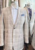 Load image into Gallery viewer, Tan, White and Grey Multiplaid Harrods Flap Pocket Jacket
