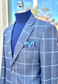 Load image into Gallery viewer, Harrods Flap Pocket Sportcoat in Charcoal Lambswool Windowpane