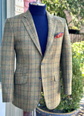 Load image into Gallery viewer, Hacking Jacket in Lambswool Moss/Red/Gold Multiplaid CR 1405