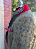 Load image into Gallery viewer, Hacking Jacket in Lambswool Moss/Red/Gold Multiplaid CR 1405