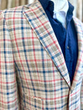 Load image into Gallery viewer, Red/Tan/Royal Plaid Harrods Flap Pocket Sportcoat in Linen/Cotton/Silk