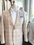 Load image into Gallery viewer, Tan, White and Grey Multiplaid Harrods Flap Pocket Jacket