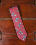 Load image into Gallery viewer, Crittenden Equestrian Silk Tie in Wine Horn & Crop Hunting Motif