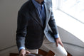 Load image into Gallery viewer, 100% Linen Harrods Sportcoat in Smoke Blue/Tan Plaid
