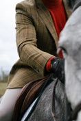 Load image into Gallery viewer, Hacking Jacket in Lambswool Moss/Red/Gold Multiplaid CR 1405