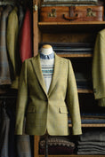 Load image into Gallery viewer, Crittenden Women's Classic Blazer in Sage Tweed with Blue/Gold Windowpane