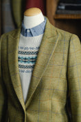 Load image into Gallery viewer, Crittenden Women's Classic Blazer in Sage Tweed with Blue/Gold Windowpane