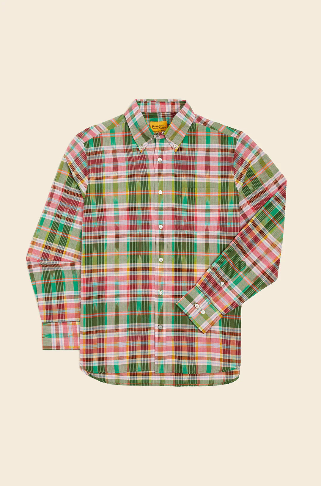 Original Madras Trading Company's Green/Pink Long-Sleeve Madras