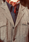 Load image into Gallery viewer, Safari Jacket in Brown/Cream Herringbone Khullu CR 1640