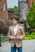 Load image into Gallery viewer, Harrods Patch Pocket Jacket in Coral & Sand Silk/Linen/Cotton
