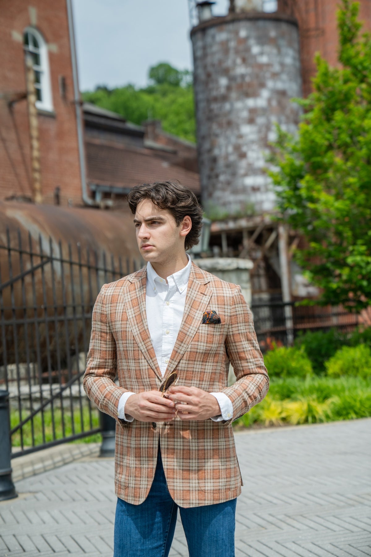 Harrods Patch Pocket Jacket in Coral & Sand Silk/Linen/Cotton