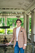 Load image into Gallery viewer, Harrods Patch Pocket Jacket in Coral & Sand Silk/Linen/Cotton
