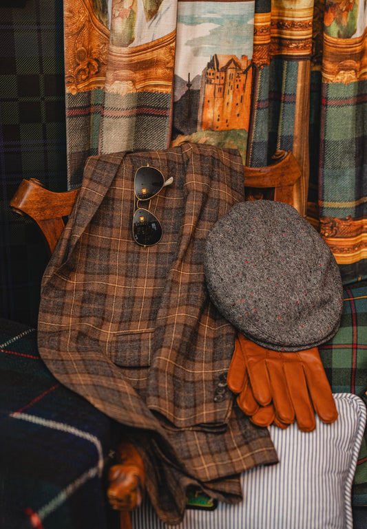 Super-Merino & Cashmere Sportcoat in Sable & Tan Multi-Windowpane