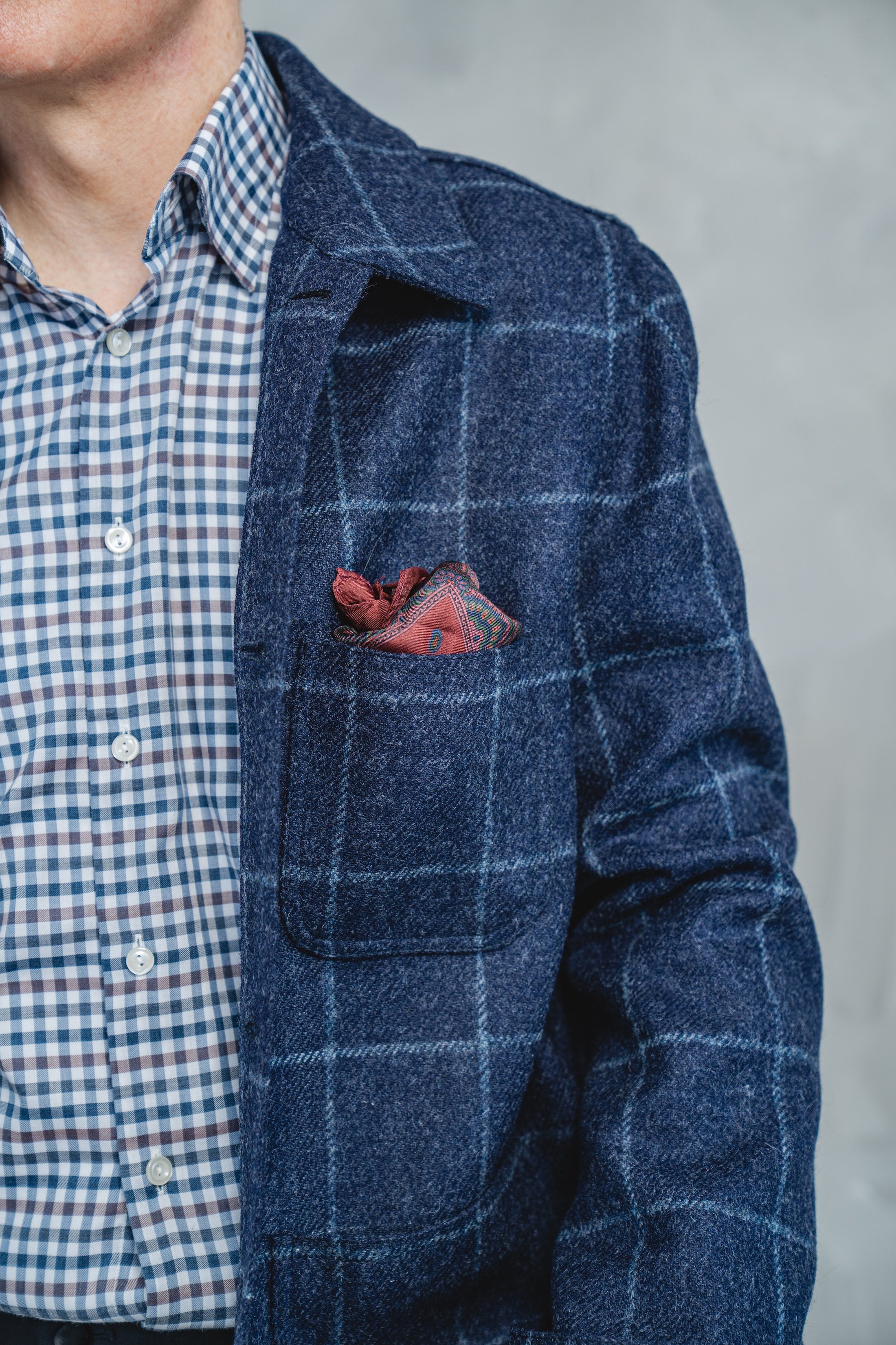 Navy Windowpane Traveller Jacket
