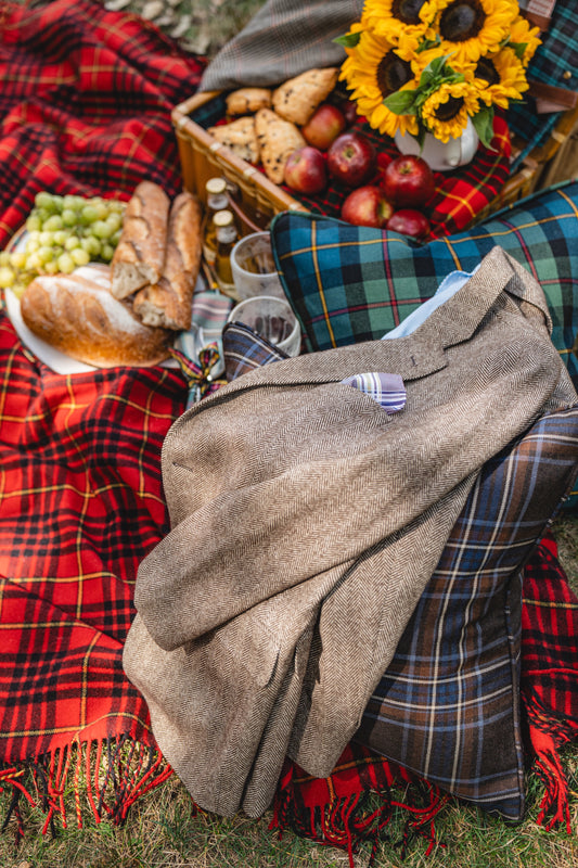 Harrods Patch Pocket in Brown/Cream Herringbone Khullu CR 1640