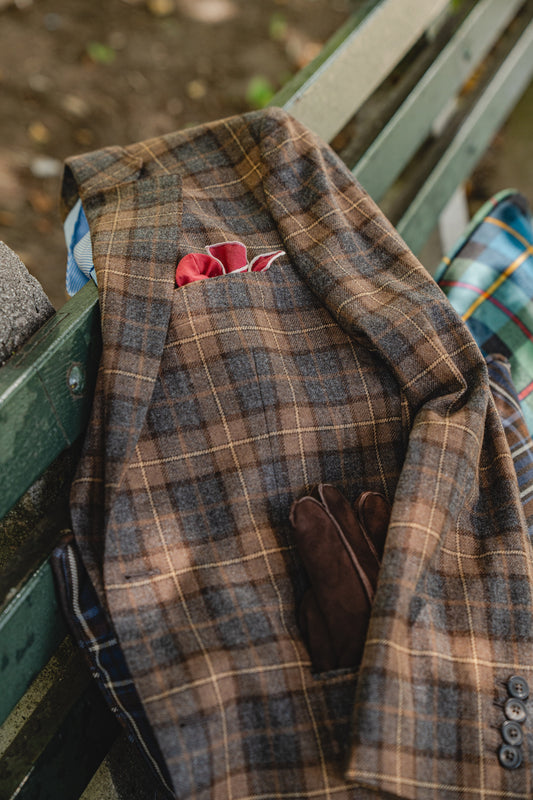 Super-Merino & Cashmere Sportcoat in Sable & Tan Multi-Windowpane