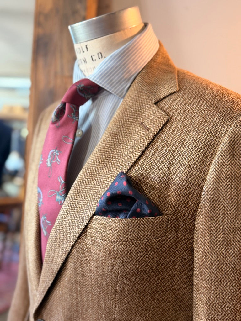 Crittenden Harrods Flap Pocket Sportcoat in Tan Barleycorn Silk Weave