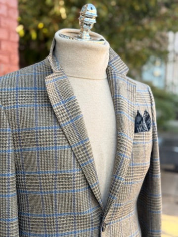 Harrods Flap Pocket Jacket in Tan/Cream Glen Windowpane CR 1626