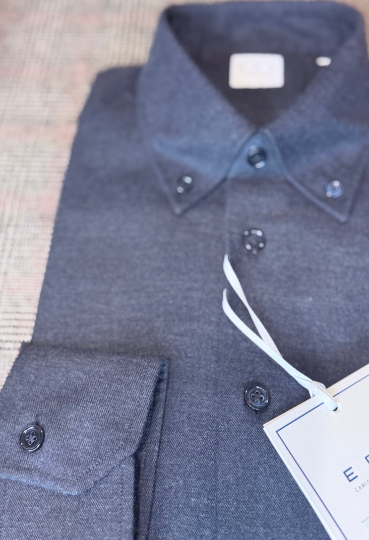 Crittenden x Edo Button Down Collar Sport Shirt in Midnight Blue Cotton