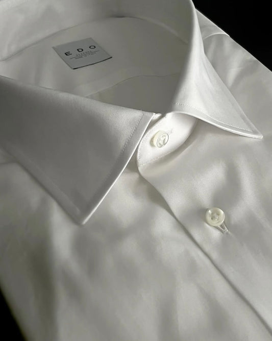 Crittenden x Edo Semi-Spread Collar Shirting, White
