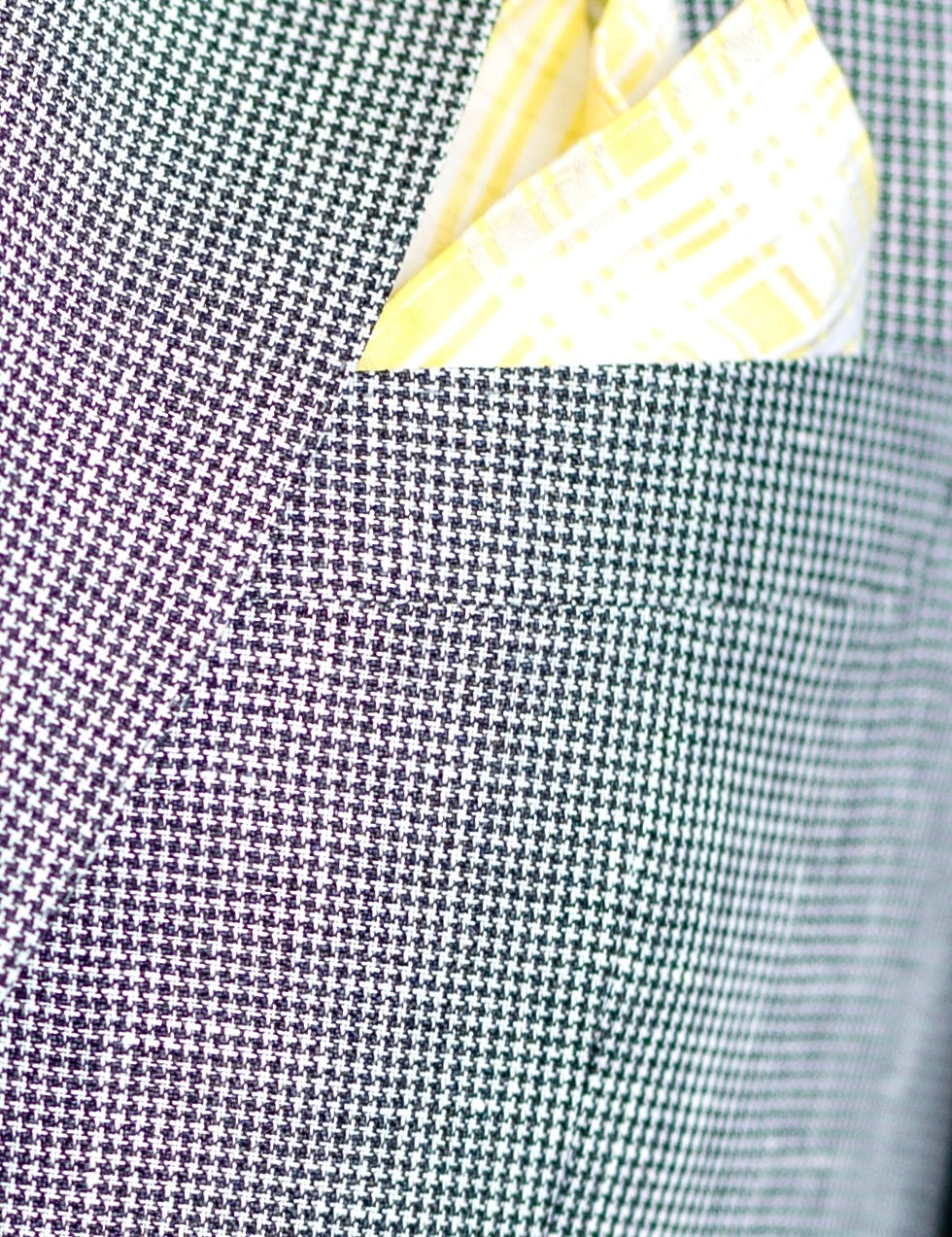 Harrods Flap Pocket Jacket in Black and White Linen Puppytooth