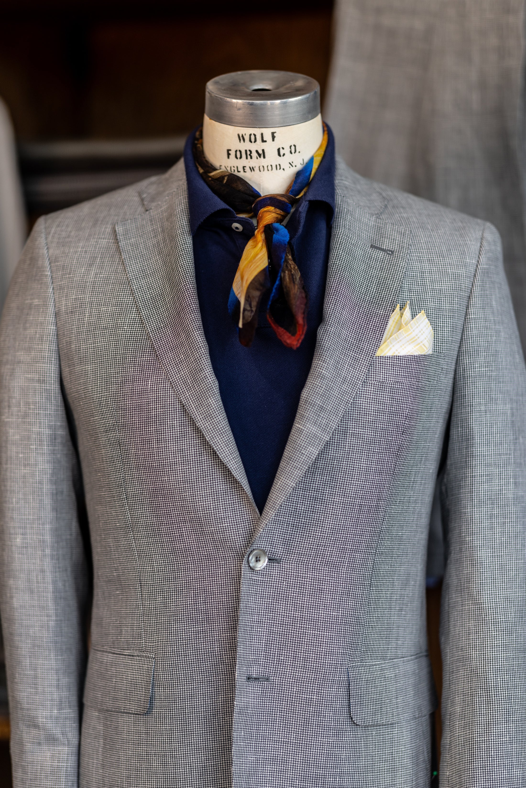 Harrods Flap Pocket Jacket in Black and White Linen Puppytooth