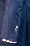 Load image into Gallery viewer, Navy Fine Beaded Stripe Suit in Lightweight Worsted Wool CR 1540
