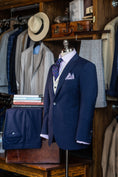 Load image into Gallery viewer, Navy Fine Beaded Stripe Suit in Lightweight Worsted Wool CR 1540
