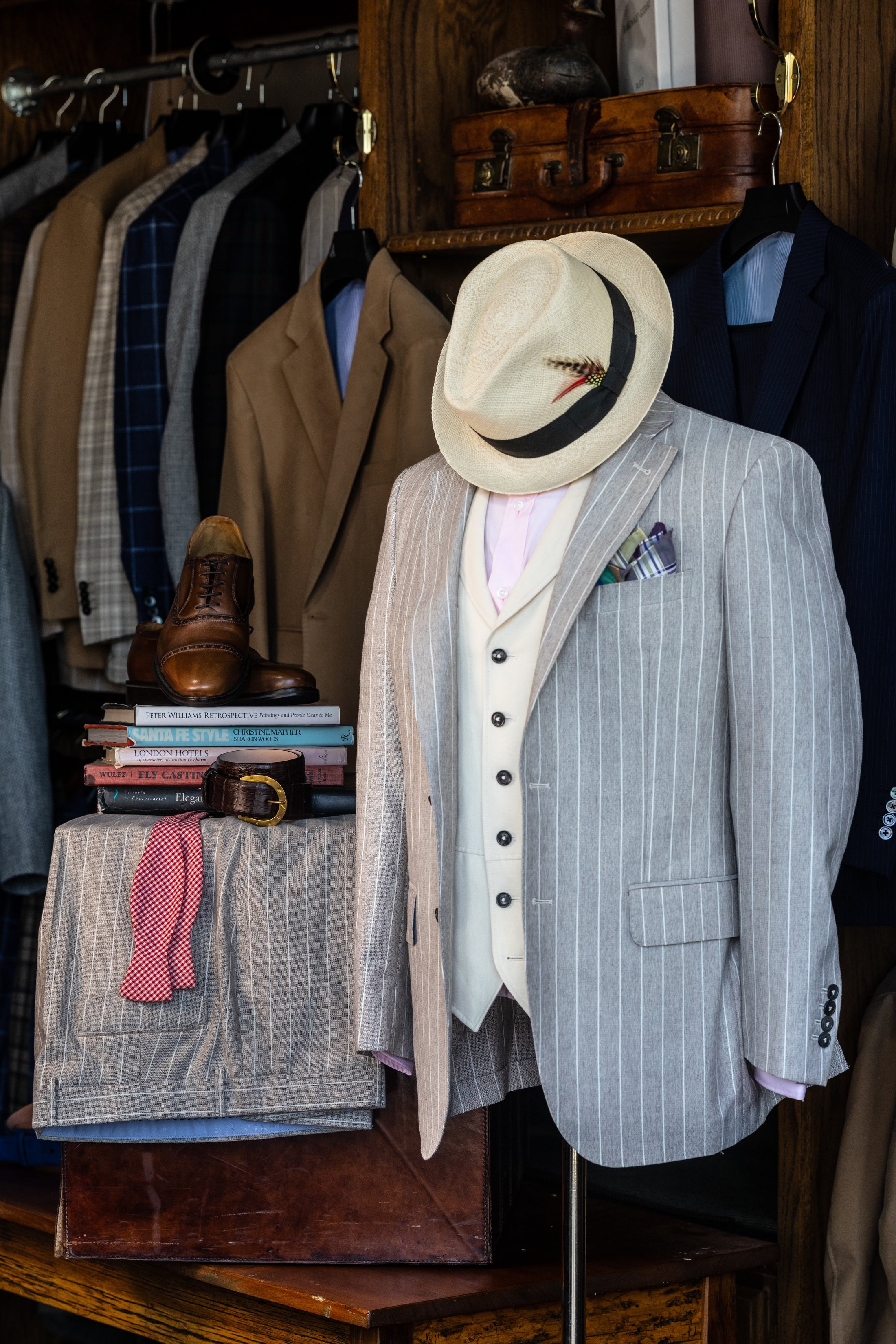 Linen, Wool & Cotton Sand & White Striped Suit CR 1541