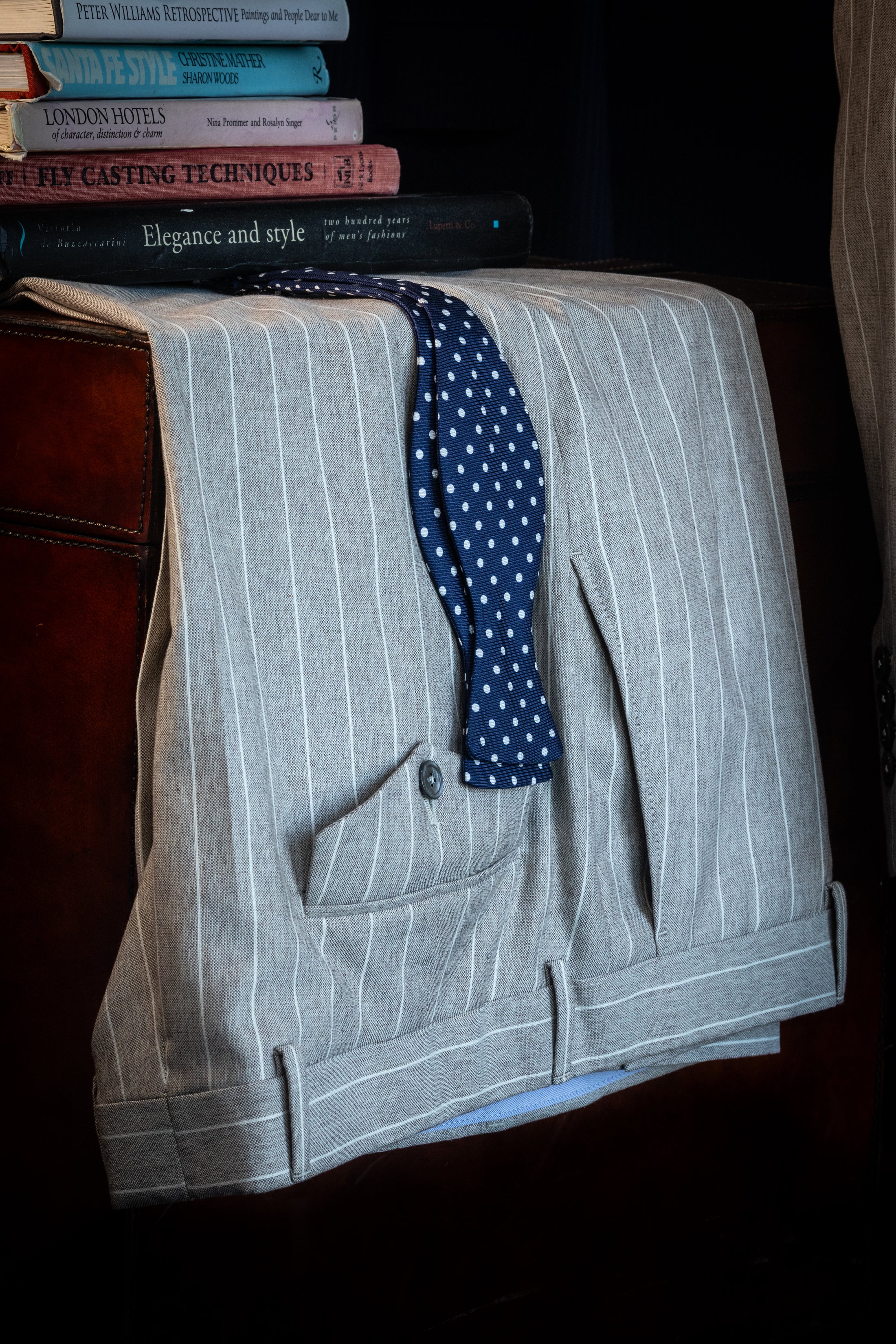 Linen, Wool & Cotton Sand & White Striped Suit CR 1541