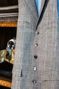 Load image into Gallery viewer, Linen Six-Button Vest in Glenplaid Linen CR 1543
