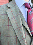 Load image into Gallery viewer, Hacking Jacket in Lovat Tweed with Claret/Purple Windowpane CR 1628
