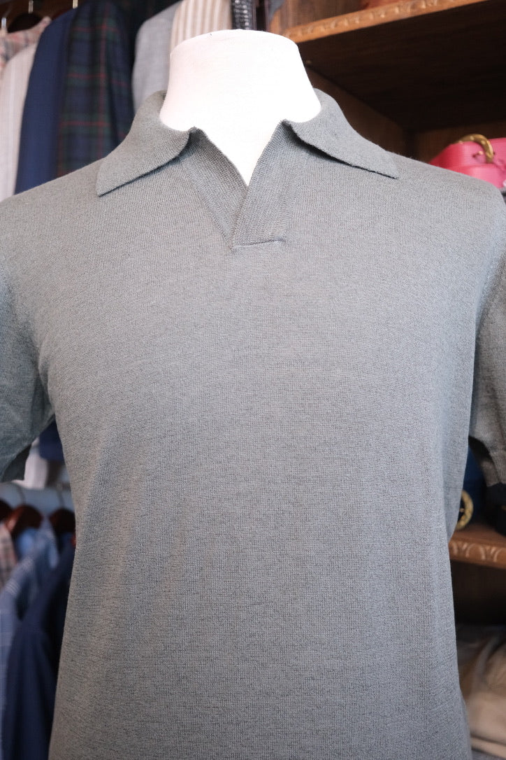 Crittenden Linen/Cotton Knit Shirt in Olive Cuban Collar