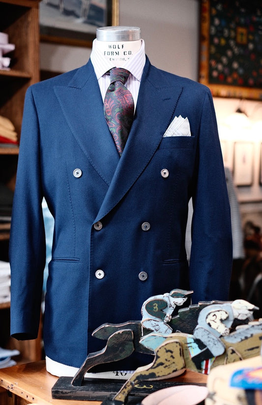 Crittenden Double-Breasted Navy Blazer in Soft Italian Wool