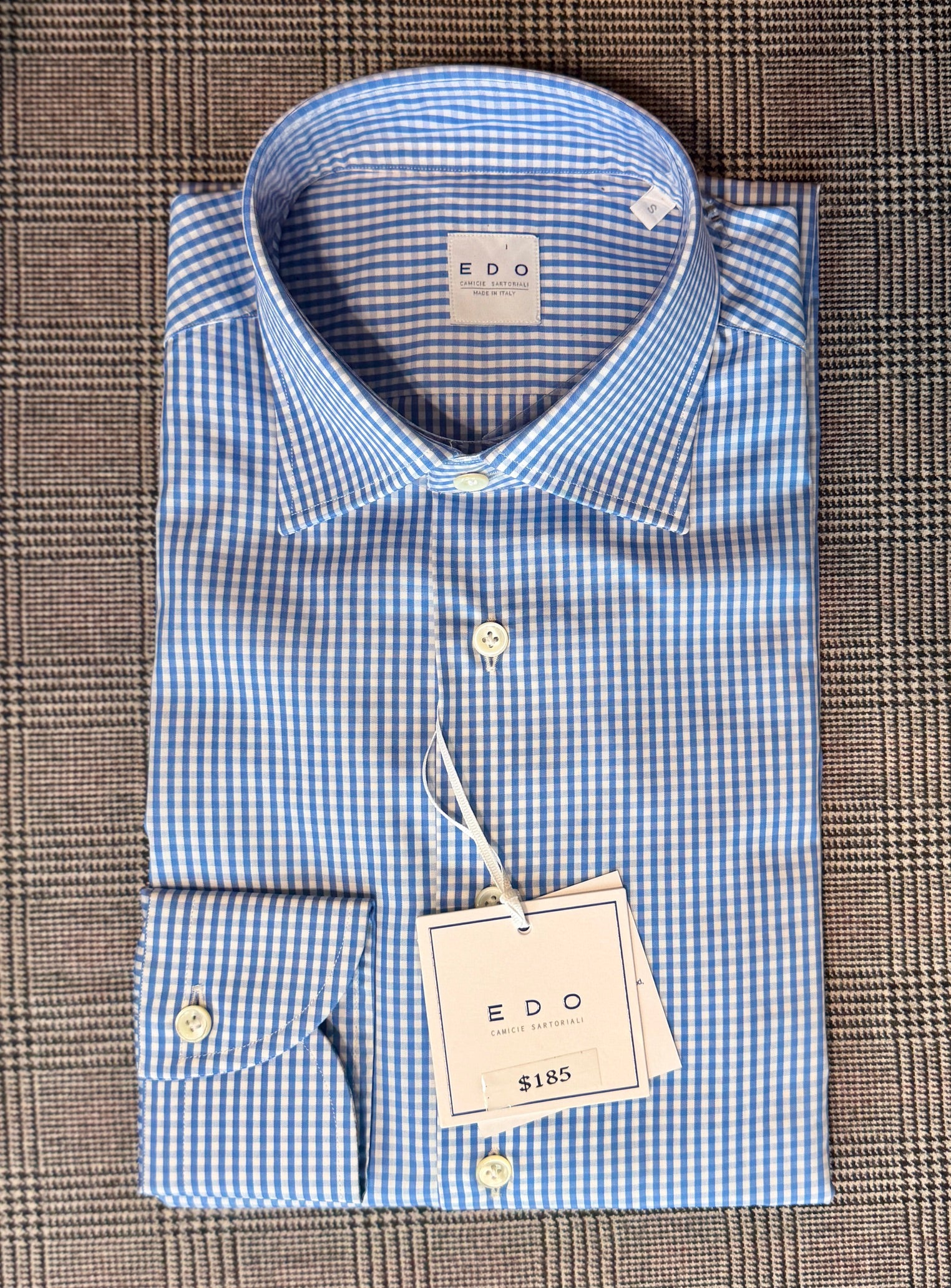 Crittenden x Edo Semi-Spread Collar Shirting, Royal Check