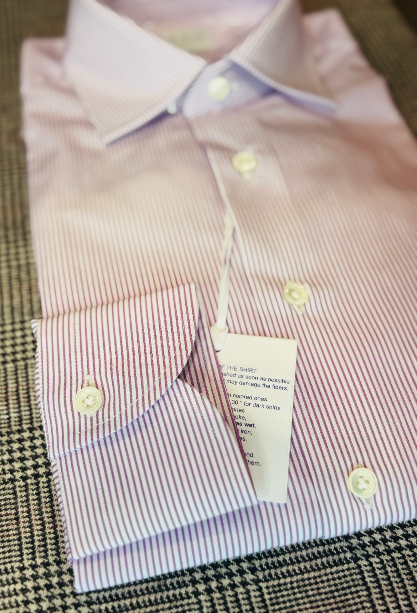 Crittenden x Edo Semi-Spread Collar Shirting, Purple Stripe