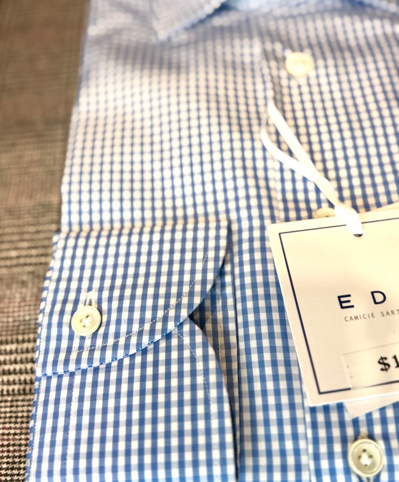 Crittenden x Edo Semi-Spread Collar Shirting, Royal Check