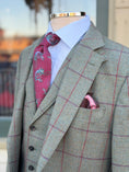 Load image into Gallery viewer, Hacking Jacket in Lovat Tweed with Claret/Purple Windowpane CR 1628
